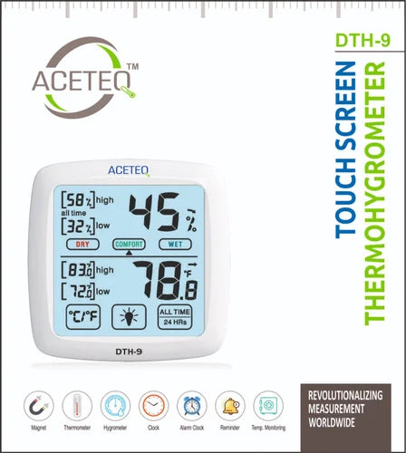 Thermo Hygrometer (ACETEQ DTH 9 Digital Touch Screen)