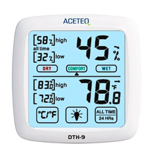 Load image into Gallery viewer, Thermo Hygrometer (ACETEQ DTH 9 Digital Touch Screen)
