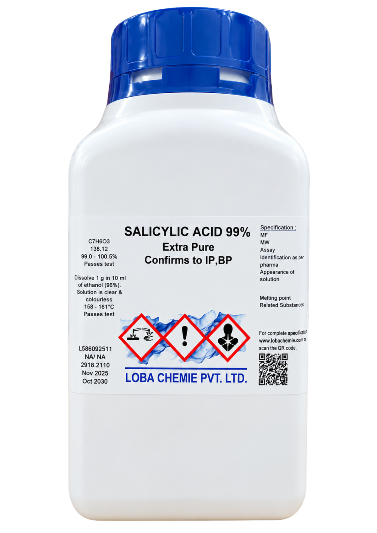 Salicylic Acid 99% Extra Pure – LOBA CHEMIE (500 GM)